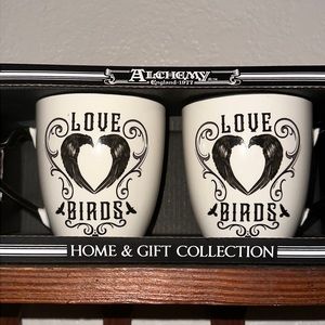 Alchemy Gothic Love Birds Fine Bone China Mug Set 2 Mugs New in Box